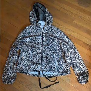 Cheetah print wind breaker zip up